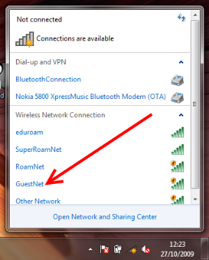 GuestNet - Windows 7 - available connections